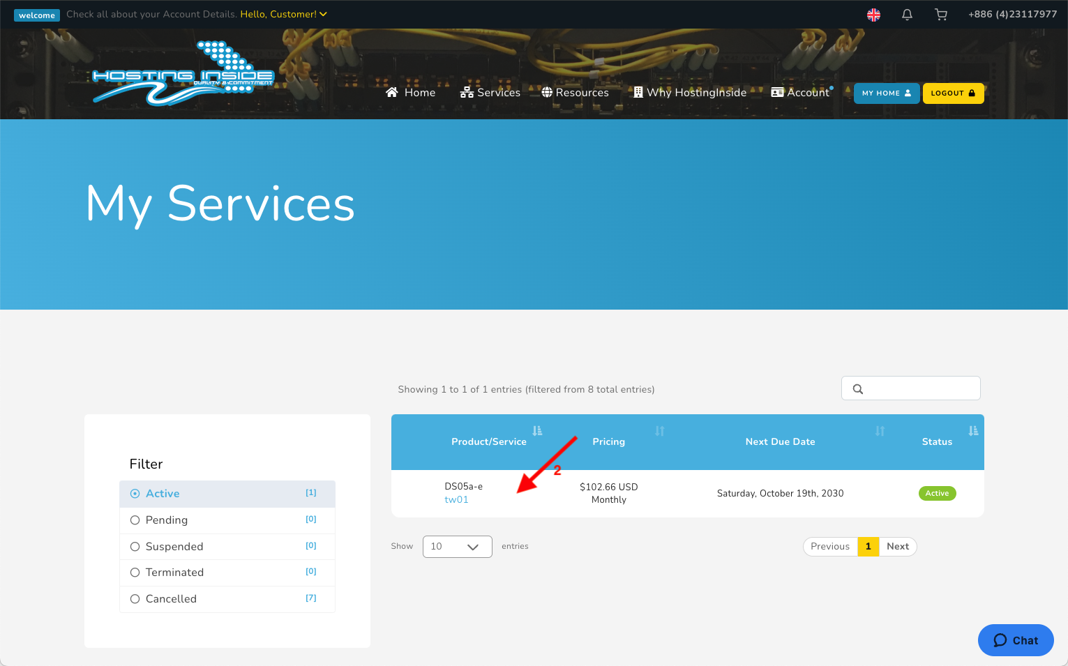 Click the service you want to open the IPMI KVM Console